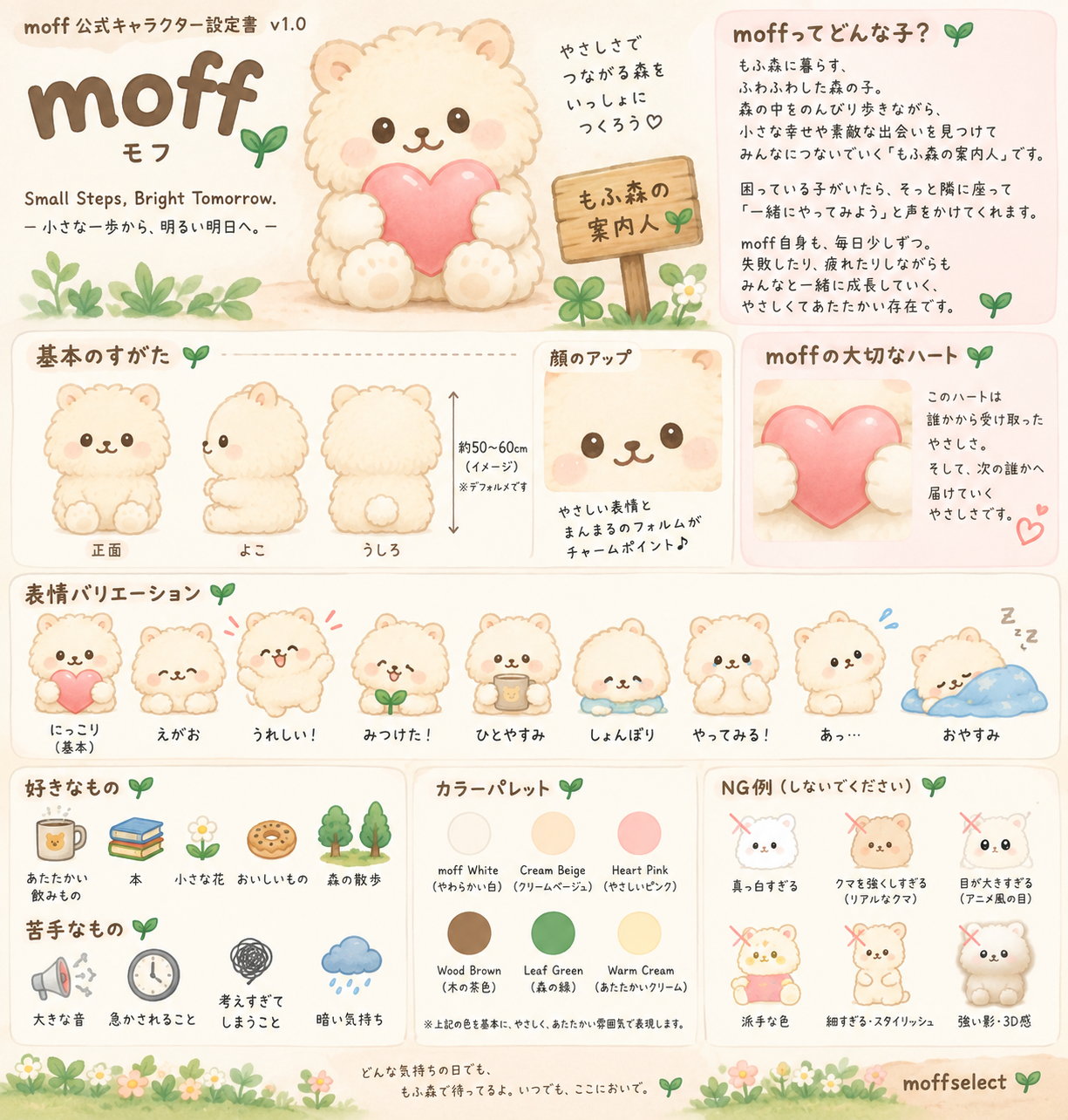 ハートを抱えるmoff。moffselectの案内人です。